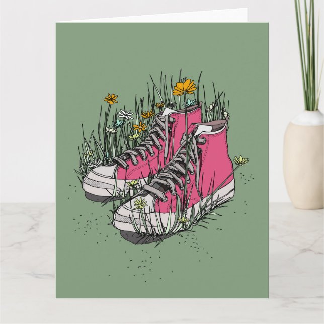 Hög vintage-sneakers kort (Framsida)
