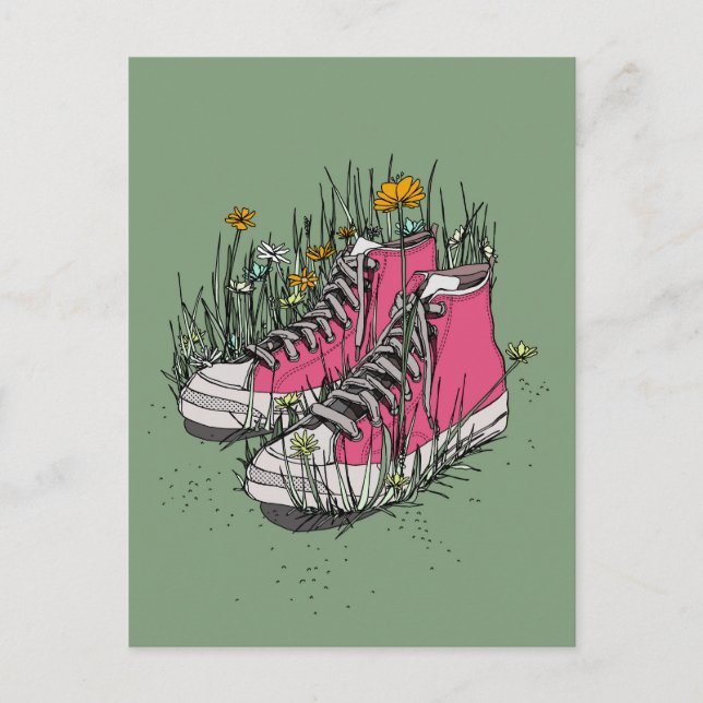 Hög vintage-sneakers vykort (Framsida)