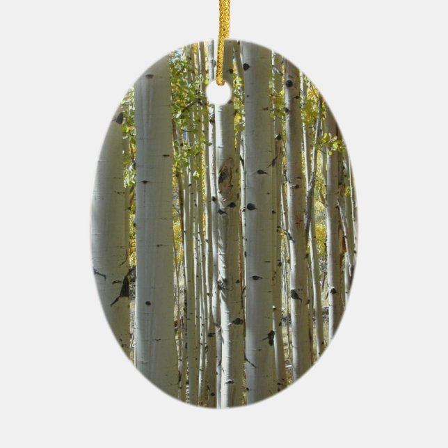 Höga aspstammar ornamentsdekoration julgransprydnad keramik (Framsidan)