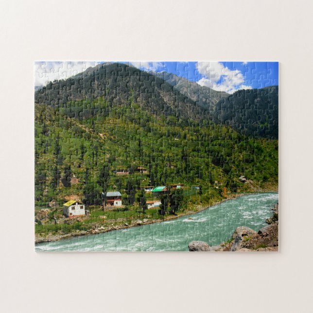 Höga bergsfloder Pakistan. Pussel (Horisontell)