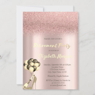 Höga klackar Rosa Guld Glitter Bokeh Pensionärsfes Inbjudningar