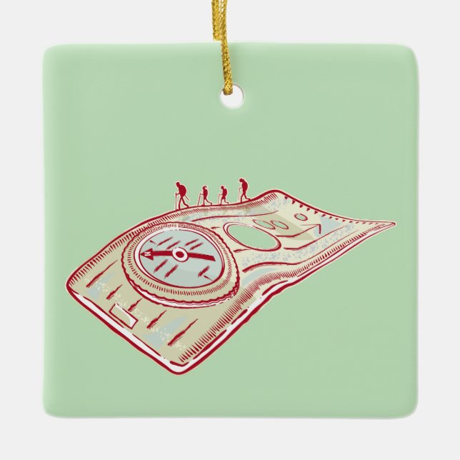 Höga kompass julgransprydnad keramik (Framsida)