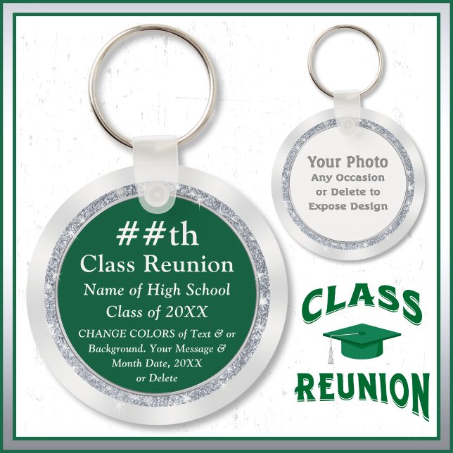 Höga skolans favoritidéer. Grönt, vit eller ändrad Nyckelring (Green and White, 35th class reunion ideas, class reunion favors cheap. Cheap reunion favors.)