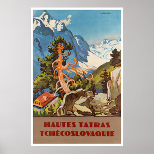 Höga Tatrakonst Tjeckoslovakien skidaffisch Slovak Poster