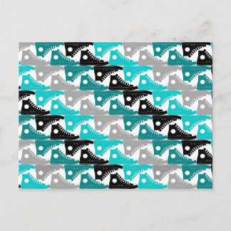 Höga Toppar-teal-n-Black Shoes Vykort