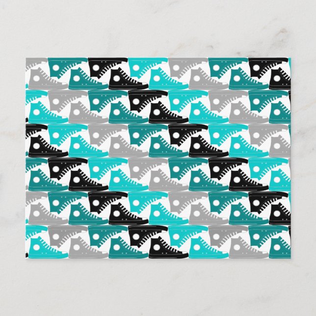 Höga Toppar-teal-n-Black Shoes Vykort (Framsida)