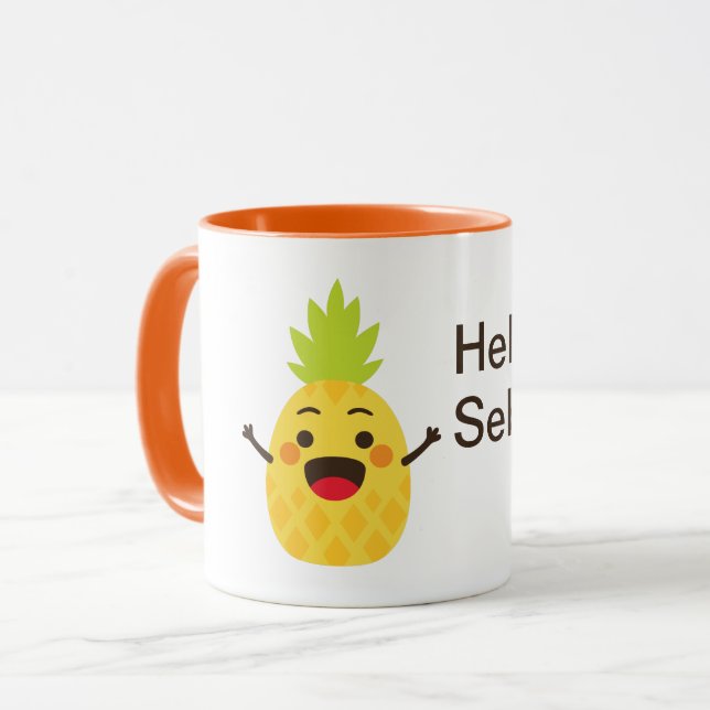 Höga vänner! Ananasillustration Mugg (Framsida vänster)