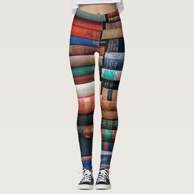 Högar med gamla böcker bibliotek leggings (Framsida)