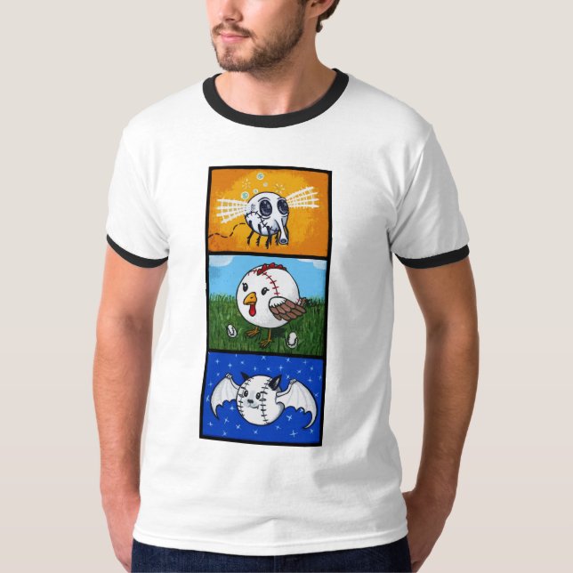 Högboll fjäderfä boll, baseballfladdermöss tee shirt (Framsida)