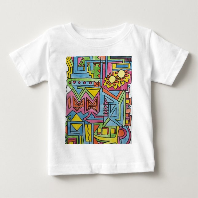 Högdagermodern geometrisk vattenfärgsgrafik t shirt (Framsida)