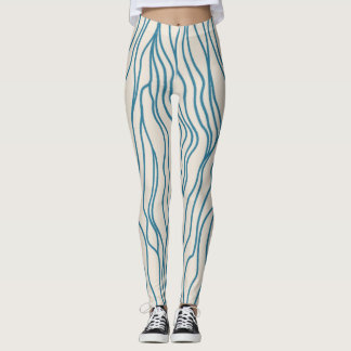 Högeffektsbenägenhet: Vitt/blått Leggings