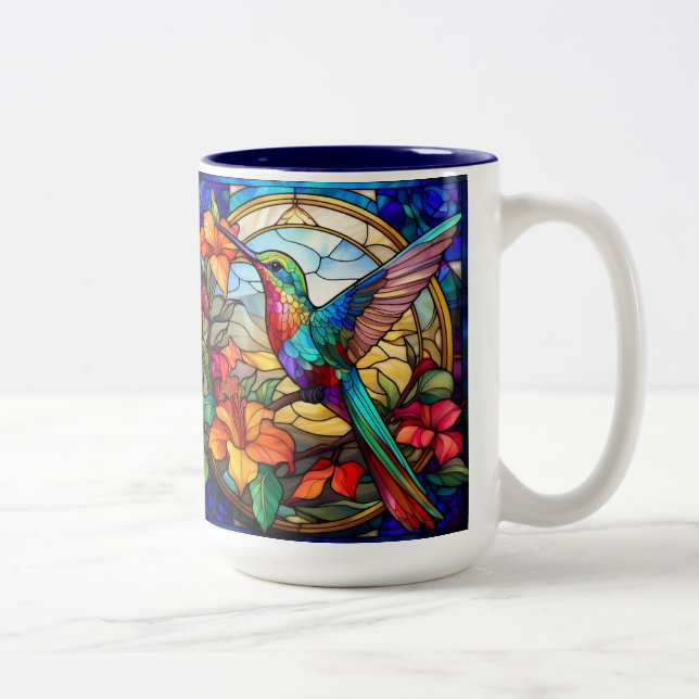 Höger av fastfärgat glas Hummingbird-glas Två-Tonad Mugg (Höger)