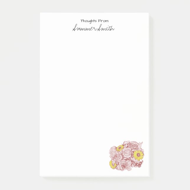 Höger Corner Terra Cotta-konturen Bouquet-Anpassni Post-it Block (Framsida)