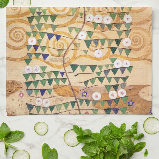 Höger del av Livets träd av Gustav Klimt Kökshandduk (Vikta)