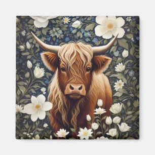 Höger Elegant Vit Blommigt Magnet