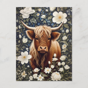 Höger Elegant Vit Blommigt Vykort