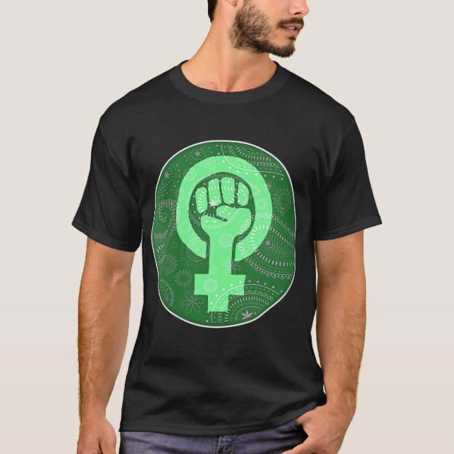 Höger för abort Feministisk första Grönt Bandana P T Shirt (Framsida)