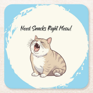 Höger för behov av Snacks Meow 6 Papper Underlägg Kvadrat