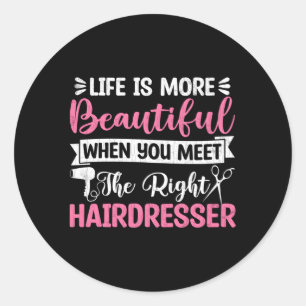Höger Hairdresser Hair Stylist Barber Expert Runt Klistermärke