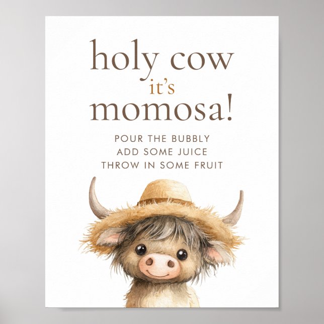 Höger Heliga Kow Momosa Baby Shower Poster (Framsidan)