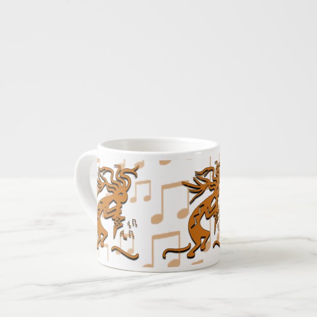 Höger inför Kokopelli Musician med Musik noter Espressomugg (Framsida vänster)