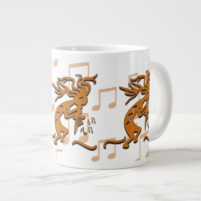 Höger inför Kokopelli Musician med Musik noter Jumbo Mugg (Framsida höger)