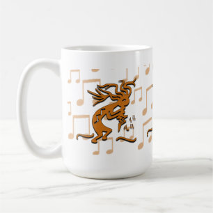 Höger inför Kokopelli Musician med Musik noter Kaffemugg