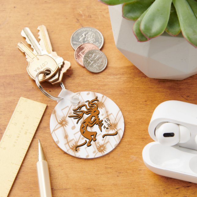 Höger inför Kokopelli Musician med Musik noter Nyckelring (Skrivbord)