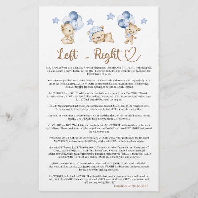 Höger Lämnat för babydusch för nalle (Framsida)