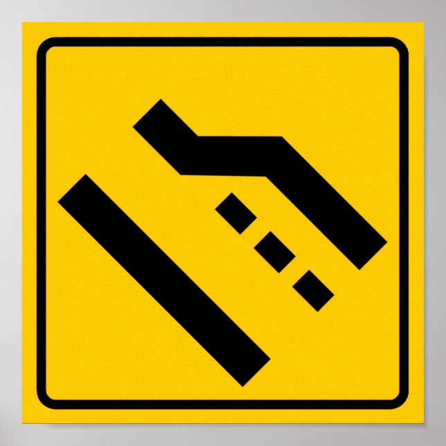 Höger Lane Ends Highway Sign Poster (Framsidan)