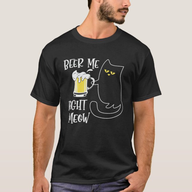 Höger Meow Beer Cat Funny Drinking Team Beer Lo T Shirt (Framsida)