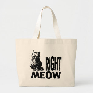 Höger MEOW! Funny Evil Kattunge Jumbo Tygkasse