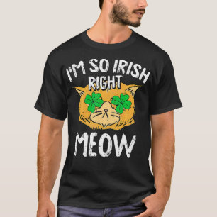 Höger Meow St patricks day Funny Cat Shamrock Iris T Shirt