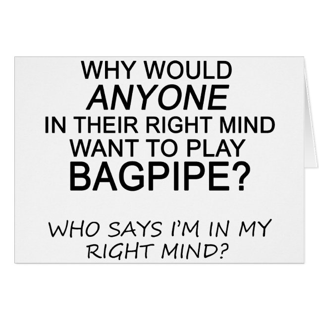 Höger Mind Bagpipe Hälsningskort (Framsidan Horizontal)