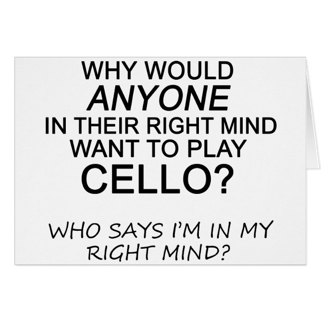 Höger Mind Cello Hälsningskort (Framsidan Horizontal)