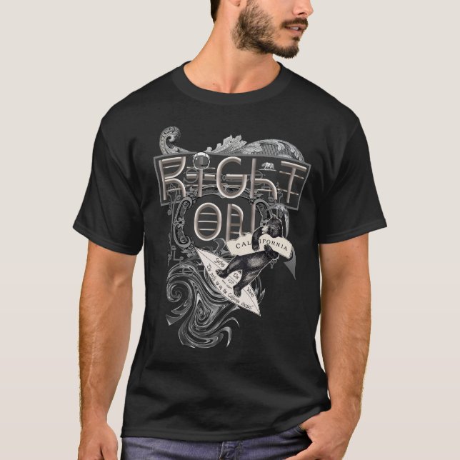 Höger på psykodeliskt surfartypografi T-Shirt (Framsida)