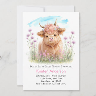 Höger Rosa Meadow Girl Baby Shower Inbjudningar