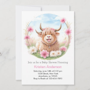 Höger Stollig Meadow Rosa Girl Baby Shower Inbjudningar