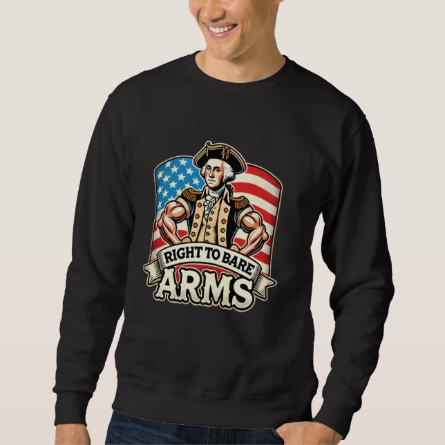 Höger till Bare Arm George Washington 4 juli Lång Ärmad Tröja (Framsida)