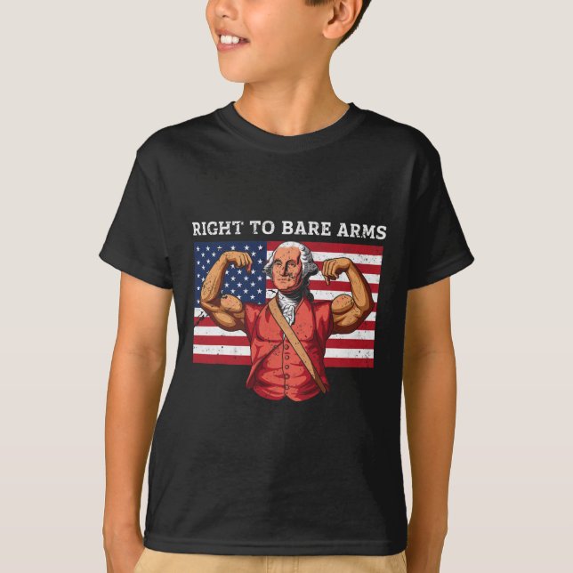 Höger till Bare Arm George Washington BodyBuilder  T Shirt (Framsida)
