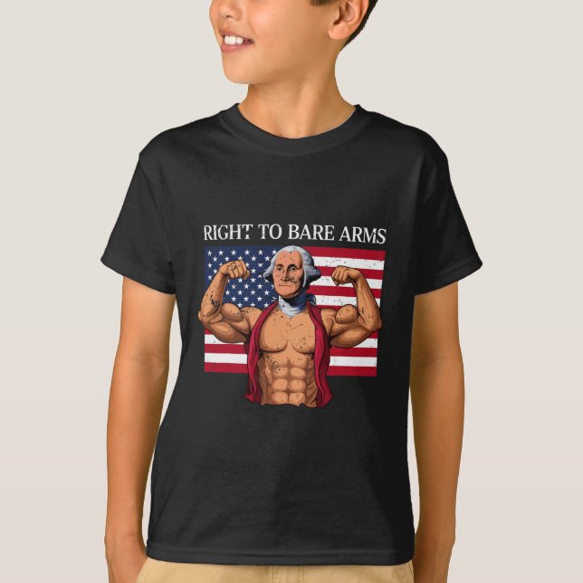 Höger till Bare Arm George Washington BodyBuilder  T Shirt (Framsida)