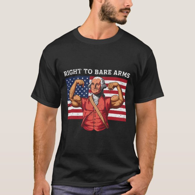 Höger till Bare Arm George Washington BodyBuilder  T Shirt (Framsida)