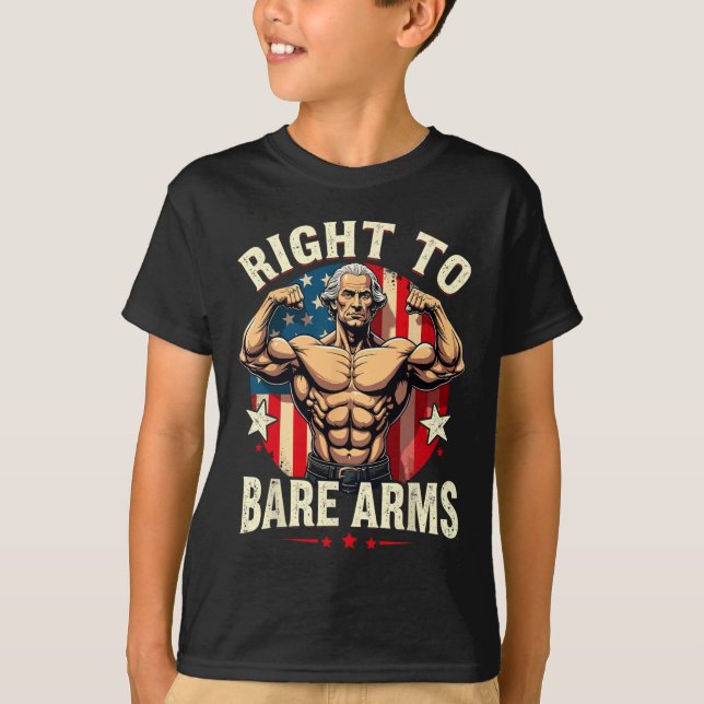 Höger till Bare Arm George Washington BodyBuilder  T Shirt (Framsida)
