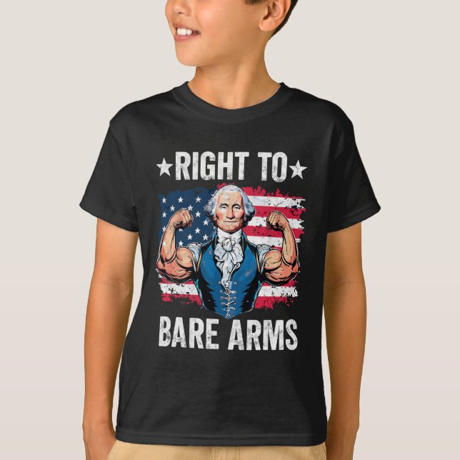 Höger till Bare Arm George Washington BodyBuilder  T Shirt (Framsida)