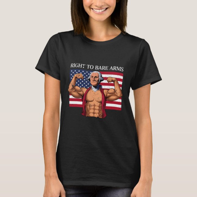 Höger till Bare Arm George Washington BodyBuilder  T Shirt (Framsida)