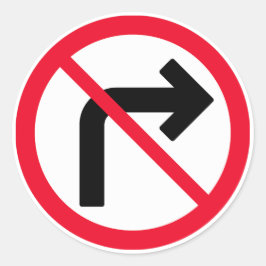 Höger: Vänd förbjuden signatur | Klassisk rund eti Runt Klistermärke