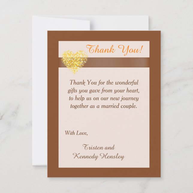 Högerhjärtan 4 x 5 Flat Bröllop - tackkort Tack Kort (Framsida)