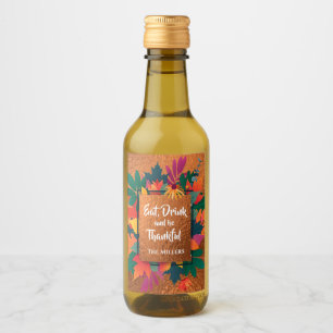 Högerhöstens Löv för Thanksgiving på koppar Vinetikett