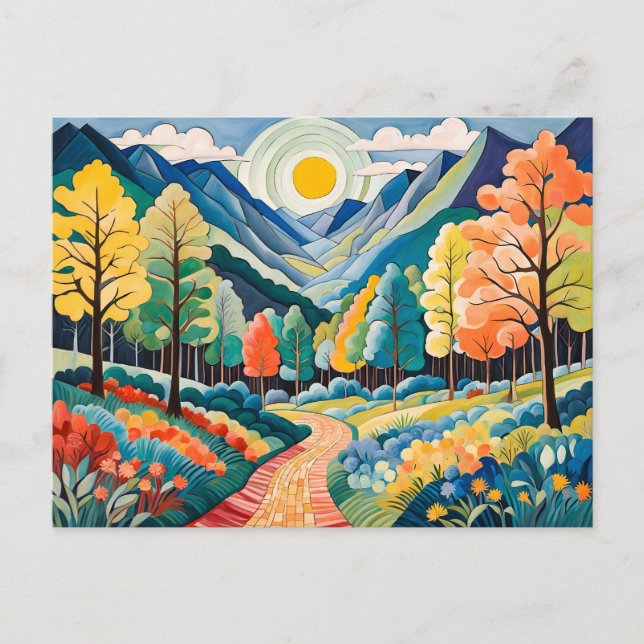 Högerlandskap med spår vykort (Framsida)