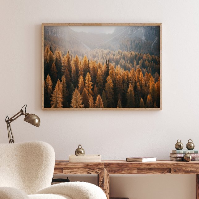 Högerliggande bergsvy vid höst med Gult Poster (Skapare uppladdad)